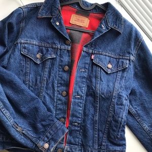 Vintage Levi's Denim Jacket with Buffalo Red Plaid